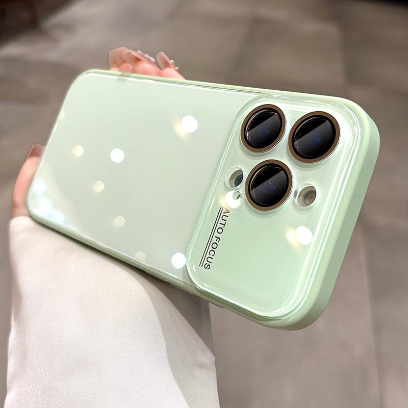 Luxury Candy Tempered Glass Camera Protection Case for iPhone 17 16 15 14 13 12 Pro Max Shockproof Bumper Armor Hard Cover Capa