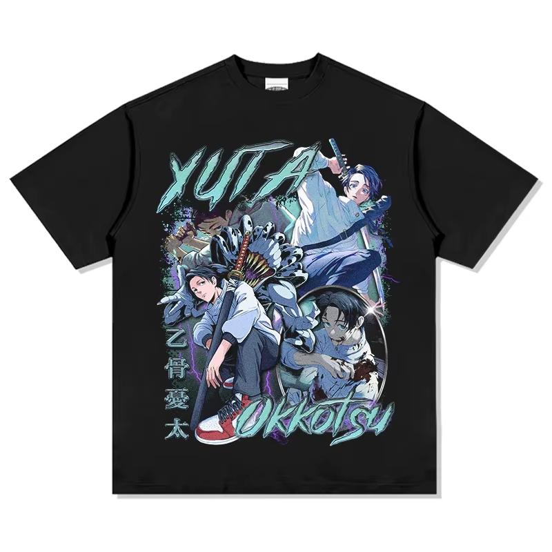 Jujutsu Kaisen Japanischer Anime Reines Baumwoll-T-Shirt, Unisex Sommer Freizeit Sport Streetstyle T-Shirt für Anime-Fans T-Shirt