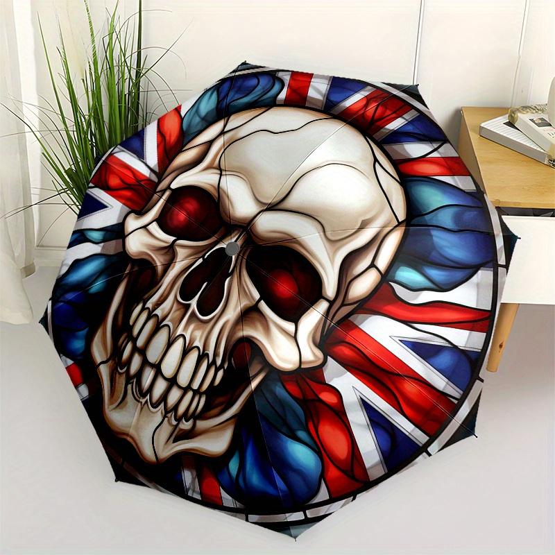 

British Flag Stained Glass Skull Wall Art Decor Umbrella, Christmas Gift Y179