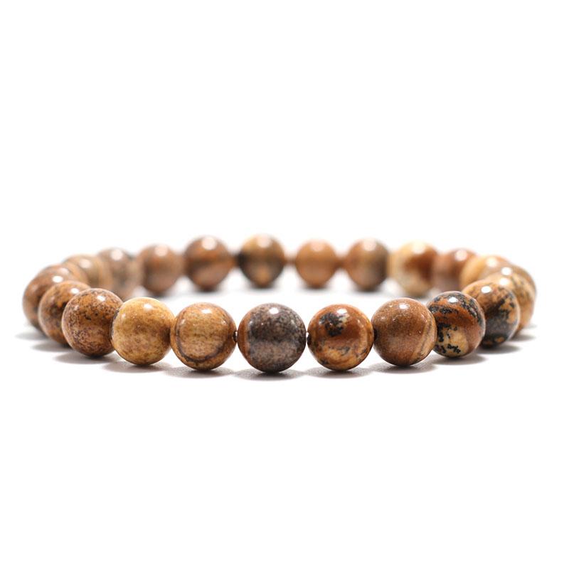 New Simple Style 8mm Gemstone Stretch Beaded Bracelet Men Women Natural Tiger Eyes Lava Onyx Stone Hand Accessories Pulseria
