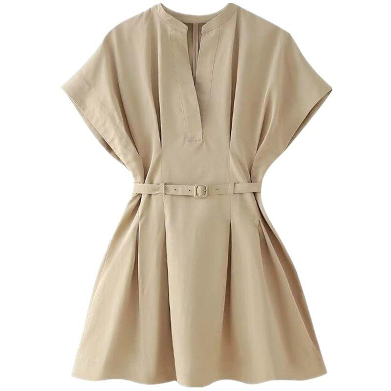 Fashion Style 2024 Summer New Women's Clothing Stylish Easiest for Match Pleated Waist Short Dress 8761298