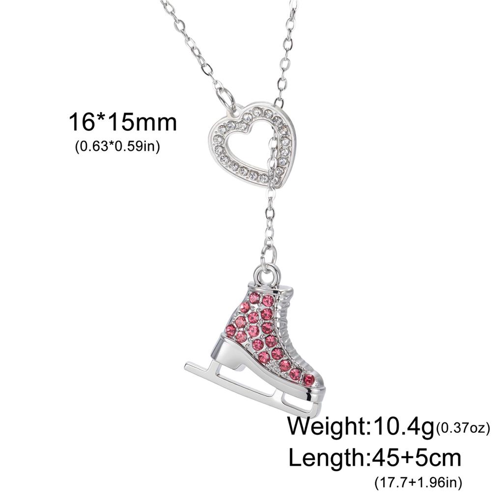 Collana Ciondolo Pattini da Ghiaccio Smaltati per Donne Uomini Strass Scarpe da Pattinaggio Bianche Collane Gioielli Sportivi Regalo