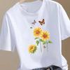 (Asian Size) Trend Flower Sweet Women Printing Fashion Tee Top Clothing T Shirt Woman Print Female Short Sleeve Graphic T-shirts
