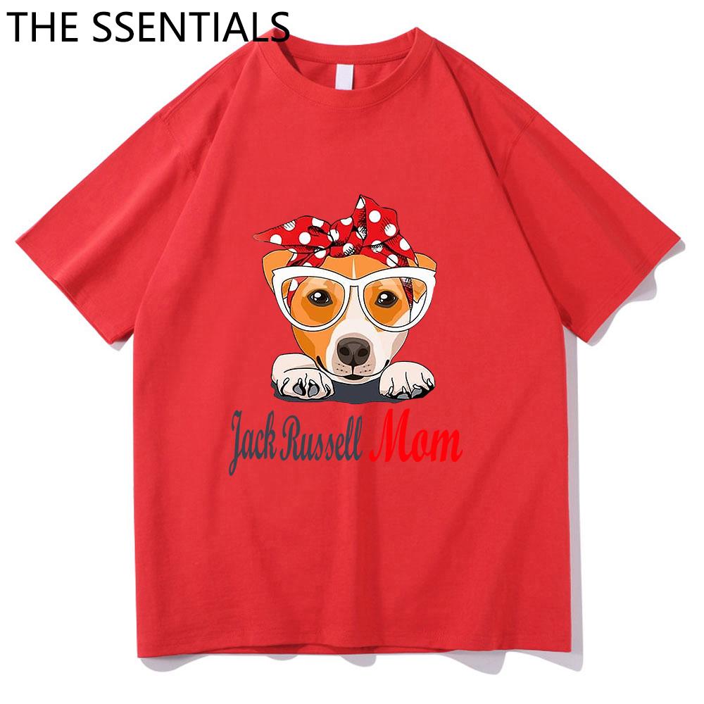 Jack Russell Terrier Mama T-Shirt Unisex Harajuku Lustige süße Hund Oma T-Shirts Unisex Cartoon Ästhetische Grafik Tägliche Baumwoll-T-Shirts