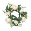 25cm Mini Artificial Wreath Candle Ring Realistic Faux Rose Garland With Plastic Base Candle Wine Decor Weddings Party Dining