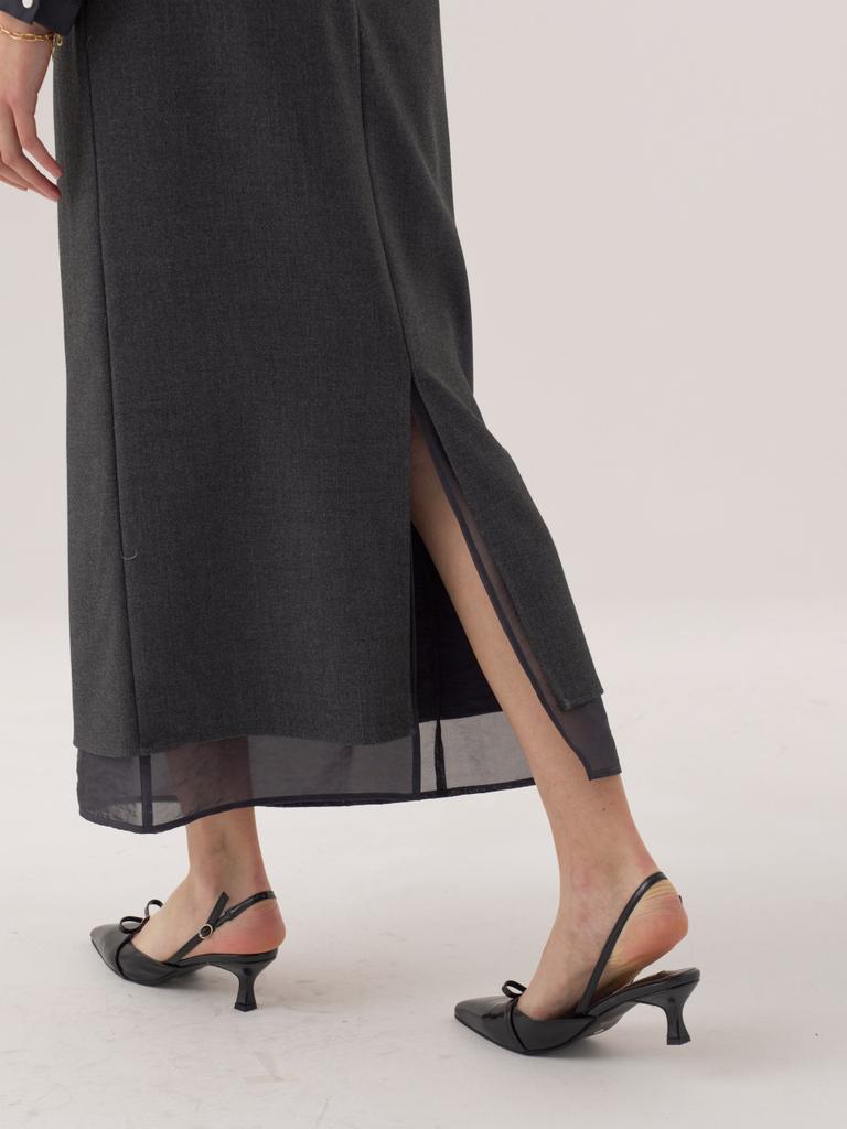 EL Ana See-Through Matching Midi Skirt (2 Colors)