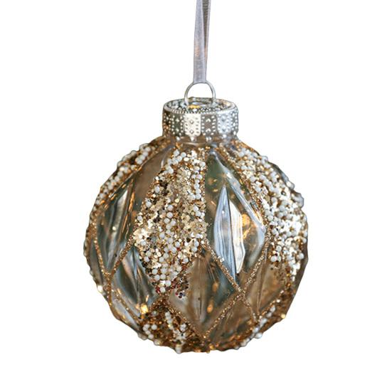 Christmas Ball Ornament Faux Pearl Glittery Tree Decoration Festive Hanging Baubles with Rope Party Decor