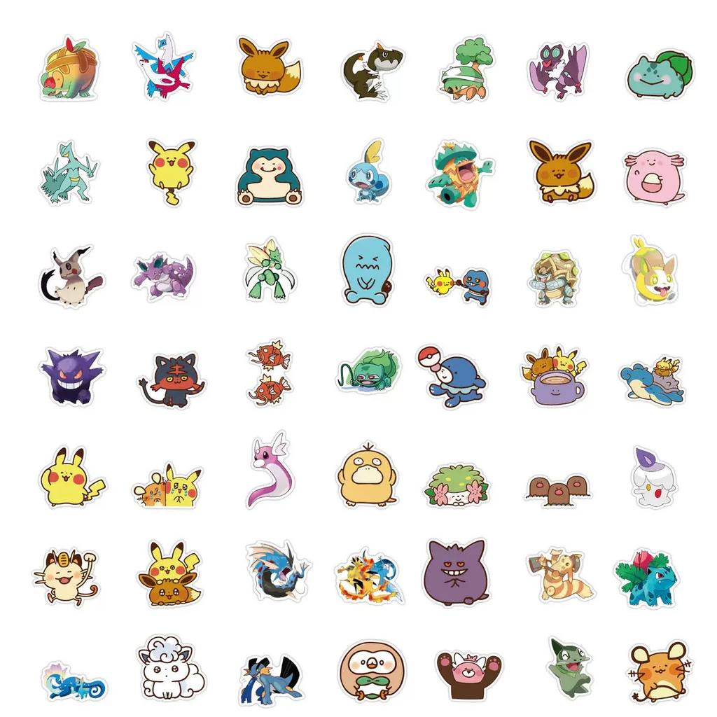 50pcs Pokemon Anime Stickers Pikachu Laptop Skateboard Scrapbook Suitcase Bike Cute And Charming Sticker Guitar Phone Cartoon Kid Present Playthings