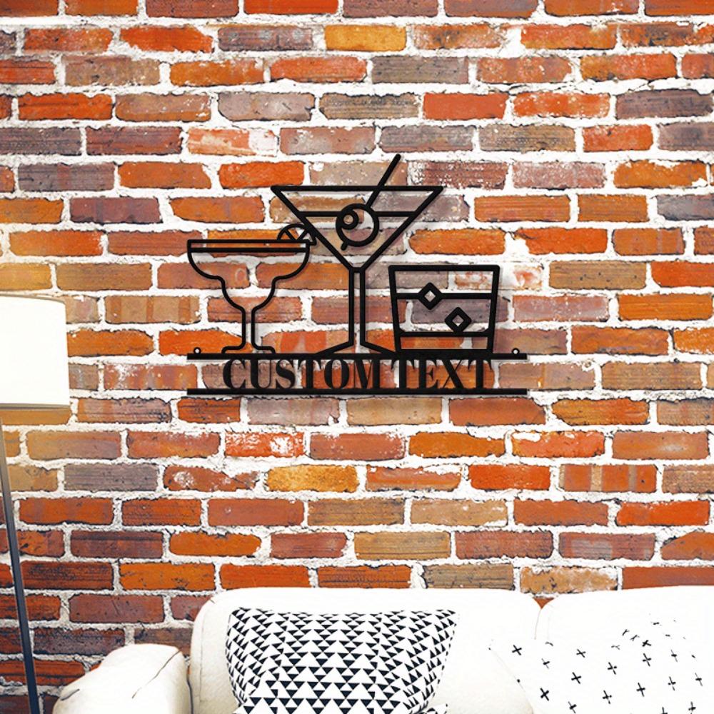 Personalized Metal Wall Art Bar Name Sign Home Decor Whiskey Cocktail Gift