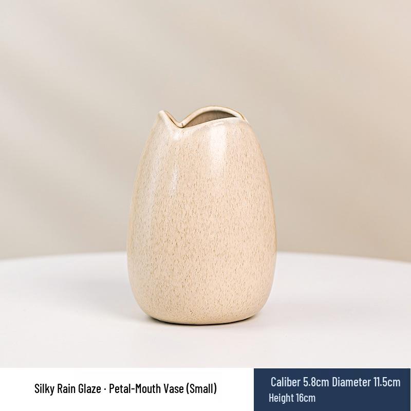 Wabi-Sabi Ceramic Vase: Elegant Hydroponic Bamboo Arrangement for Living Room & Dining Table