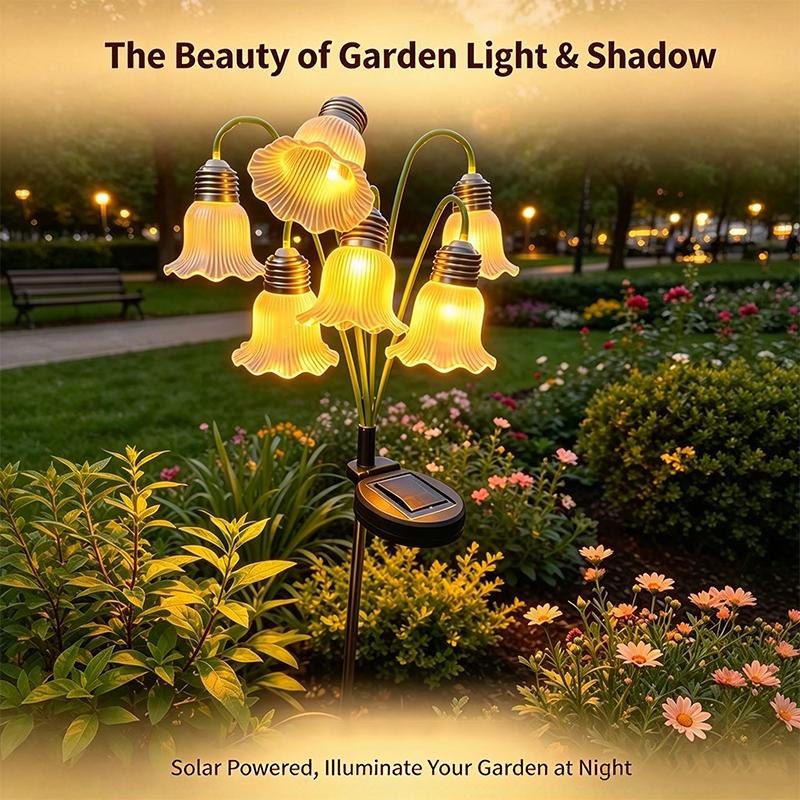 Solar Powered Bluebell Fiber Optic LED Floor Plug Light, Outdoor Waterproof Landscape Lamp for Courtyard, Garden, Lawn and Path Decoration