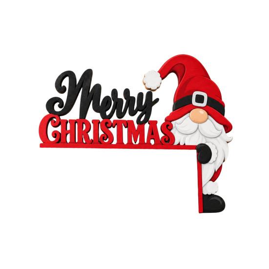 Gnome Door Frame Decoration Christmas Wooden Corner Decor, Festive Gnome/Gingerbread House/Letter Sign, No Holiday Ornament Drill Topper for