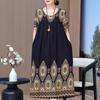 Elegante lange Kleider mit Ärmeln Übergröße Lässiges lockeres Kurzarm-Vintage-Kleid für Damen Sommerkleidung