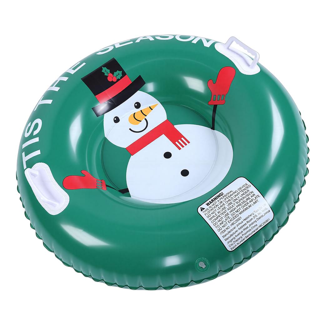 Snow Tube Cold Resistance Heavy Duty Thickened Inflatable Snow Tube Sled with Dual Handles for Whole Family Green