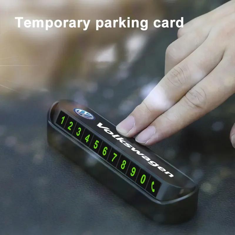 For Volkswagen 1Pcs Car Temporary Parking Card Plate Badge Car Styling For Volkswagen Golf Motion Touran Rline TDI R32 MK4 GTI J