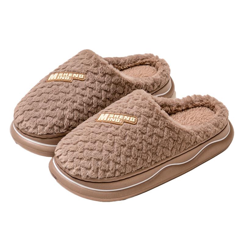 Thick-bottomed Plush Cotton Slippers Winter Indoor Home Non-slip and Warm 2025 New Couple Slippers Winter