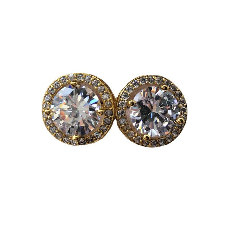 Europejskie i Amerykańskie Nowoczesne Kolczyki z Okrągłego Szkła Cyrkoniowego dla Kobiet - Wszechstronny i Elegancki Styl