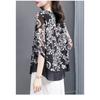 Plus Size Women Printed Chiffon Three Quarter Sleeve Fashionable Blouse