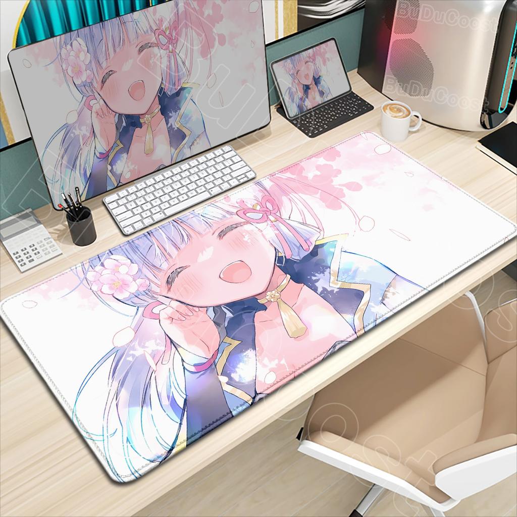 Kawaii Anime Girl Desk Mat Genshin Impact Game Mouse Pad Pretty Kamisato Ayaka Mousepad Laptop Gaming Non-slip Mousepad Mice Rug
