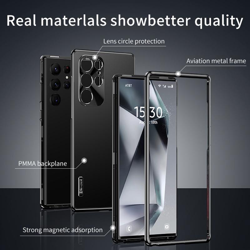 IM-CHEN Para Capa Samsung Galaxy S24 Ultra Design de Fecho de Fivela Capa de Telefone com Estrutura de Metal de PC Rígido