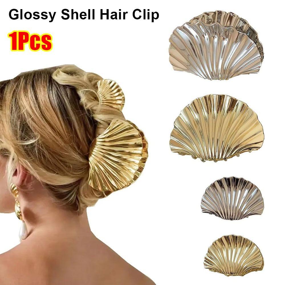 1Pcs New Punk Hair Claw Clip Metal Glossy Barrettes Hairpin Irregular Shell Shark Clip Hair Accessories