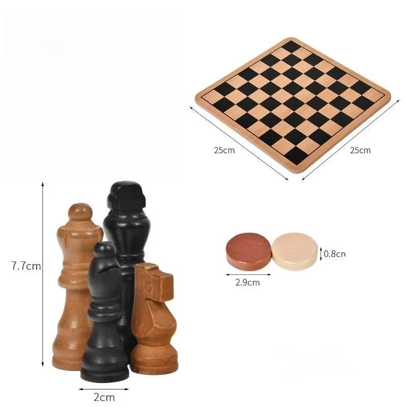 Schach Dame und Schachbrett Set Beidseitiges Holzschachbrett Pädagogisches und Lernspielzeug