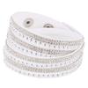 Vintage Faux Leather Bracelet Women Shiny Hot Fix Rhinestone Inlaid DIY Multilayer Bracelet Gift