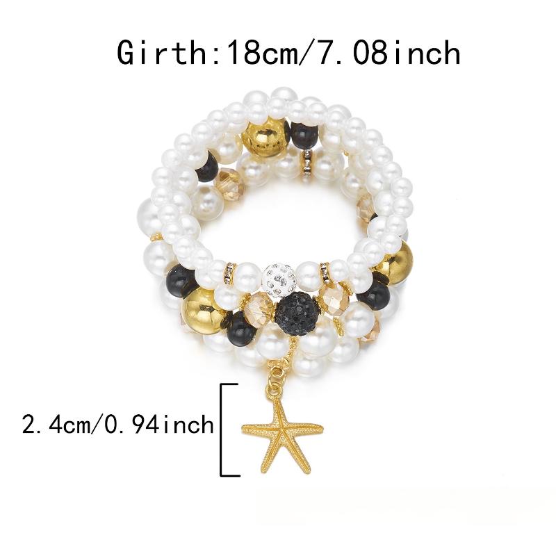 1 Set Summer Ocean Blue Beads Strand Hand Chain Bohemia Starfish Shell Beaded Bracelets For Women Jewelry Beach Vacation Gift