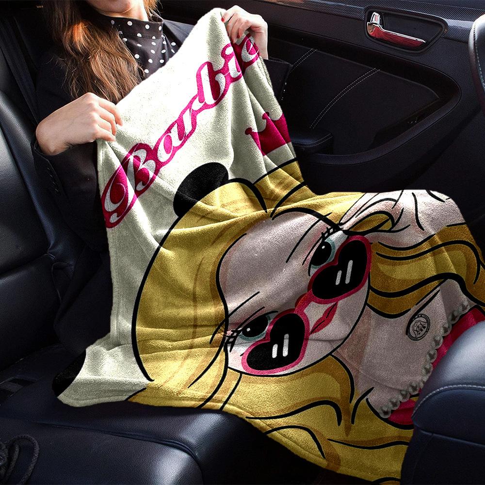 1pc Barbie Crown Flannel Blanket Soft Warm Throw for Home, Office, Travel, All Season Cozy Bedding Gift, Office