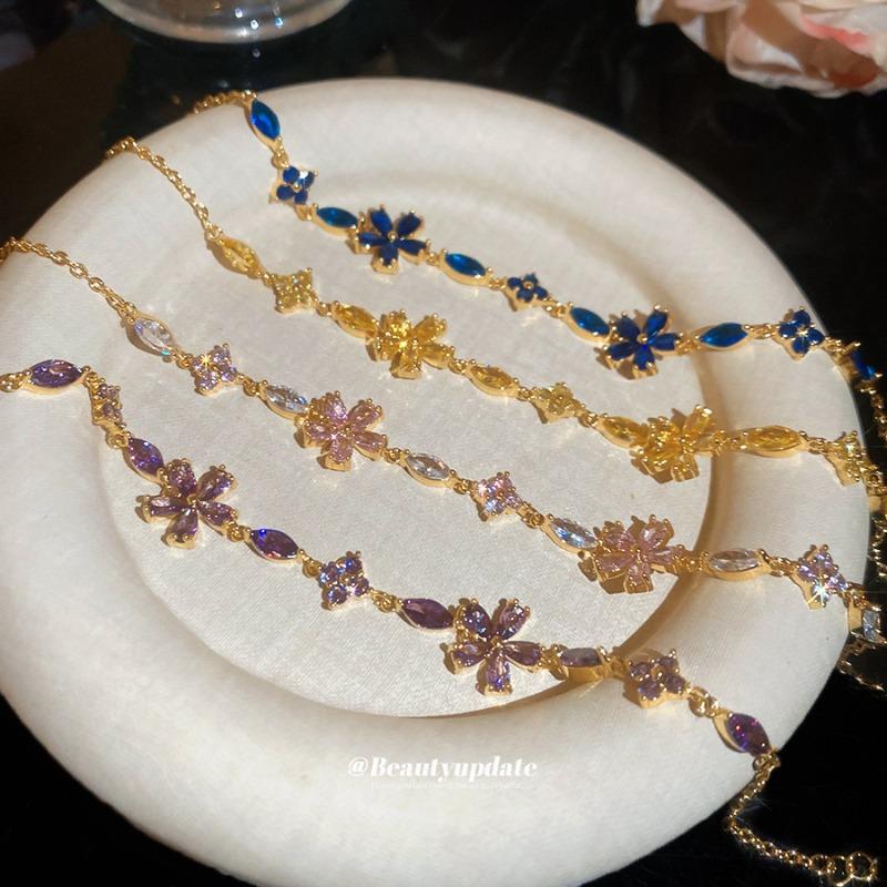 Zircon flower water drop exquisite fashion adjustable bracelet light luxury high sense bracelet personality elegant versatile jewelry