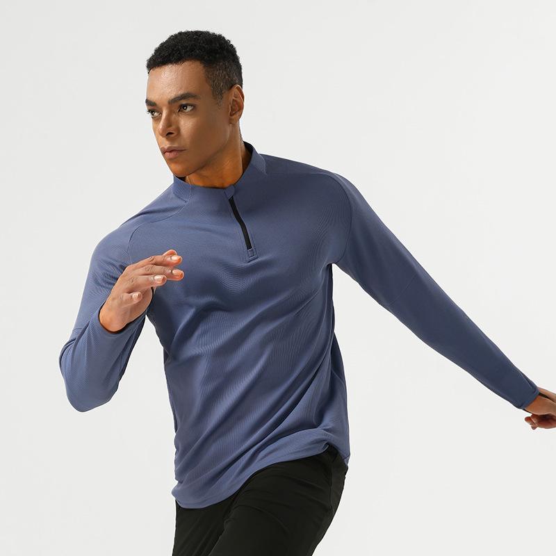 

Men s Long Sleeve Half-Zip Fitness Top with Thumb Holes L (Height 175-180 cm)