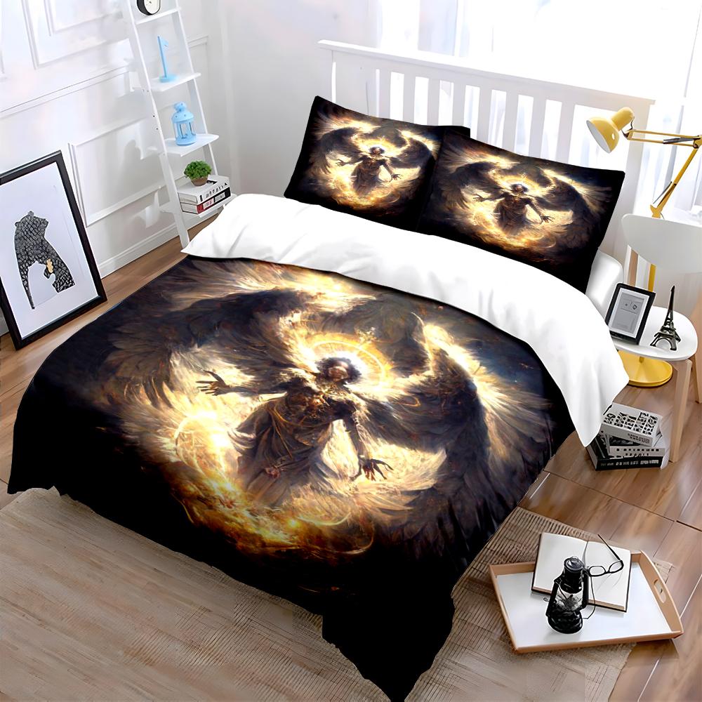 Angelic Warrior with Glowing Wings Design Bedding set (1 duvet cover, 2 pillowcases, duvet not included)