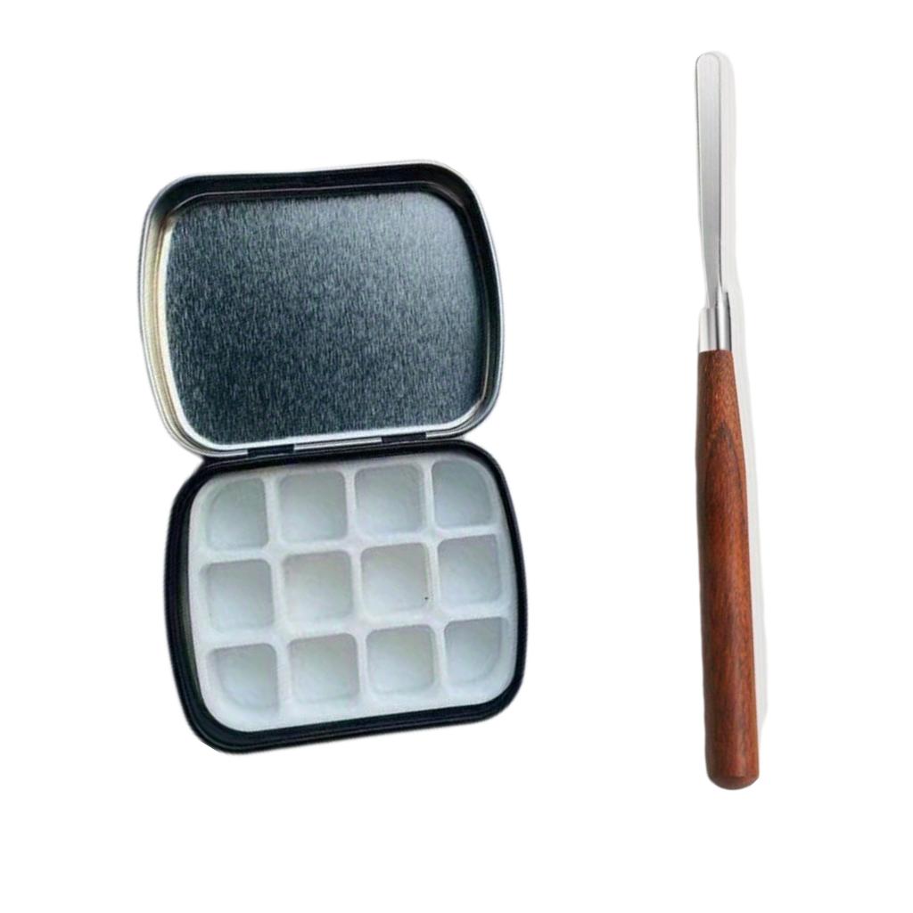 1set Nail Art Watercolor Paint Compact Flip-top Small Tin Box, Painted Glue Mixing Box, Portable Mini Palette