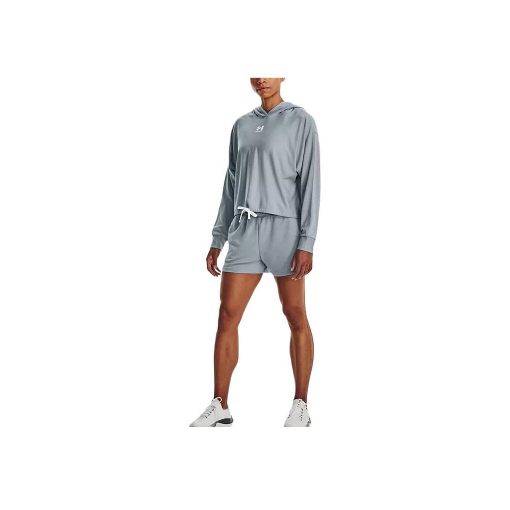 Under Armour Rival Solid Logo Loose Long Sleeve Hoodie Women Hoodie Harbor-Blue 1376992-465