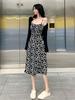 [Four-sided Floral Dress] Suspender Floral Dress Women's Summer French Thin Small Printed Bottoming Skirt