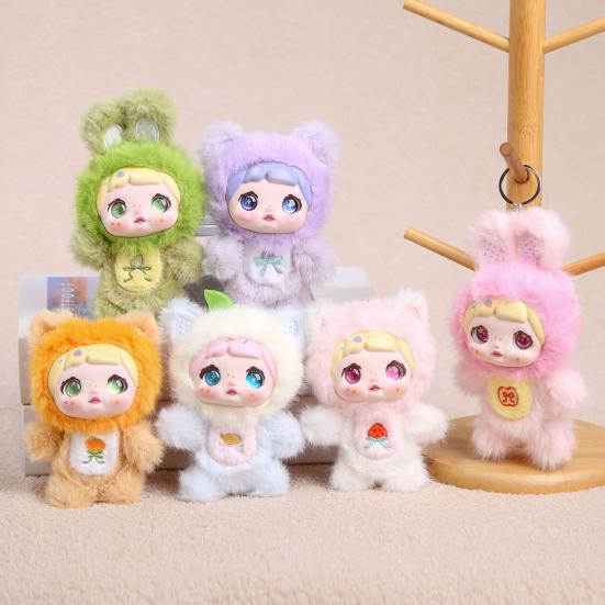 Vinil Bebek Peluş Anahtarlık Meyve Temalı Dolgulu Hayvan Kapüşonlu 14cm Sevimli Sırt Çantası Charmı ve Koleksiyonluk Oyuncak