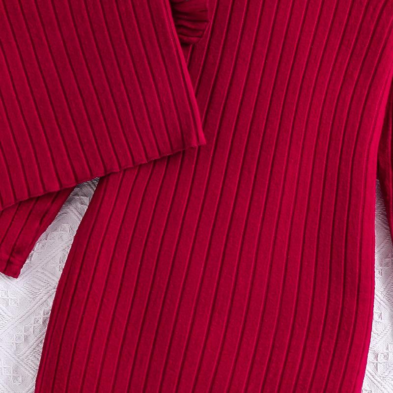 Girls' Set Children's Wear Autumn/Winter Flared Sleeve Waistcoat Long-Sleeved Dress Girls' Two-Piece Set