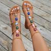 Fashion Women Sandals Bohemian Style Solid Color Open Toe Flat Shoes Women 2025 New Summer Luxury Designer Sandals Sandalias De Mujer