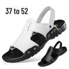 Summer Men's Cowhide Lightweight Dual-Use Outdoor Sandals with Metal Buckle - Large Size, Casual, One-Strap Design