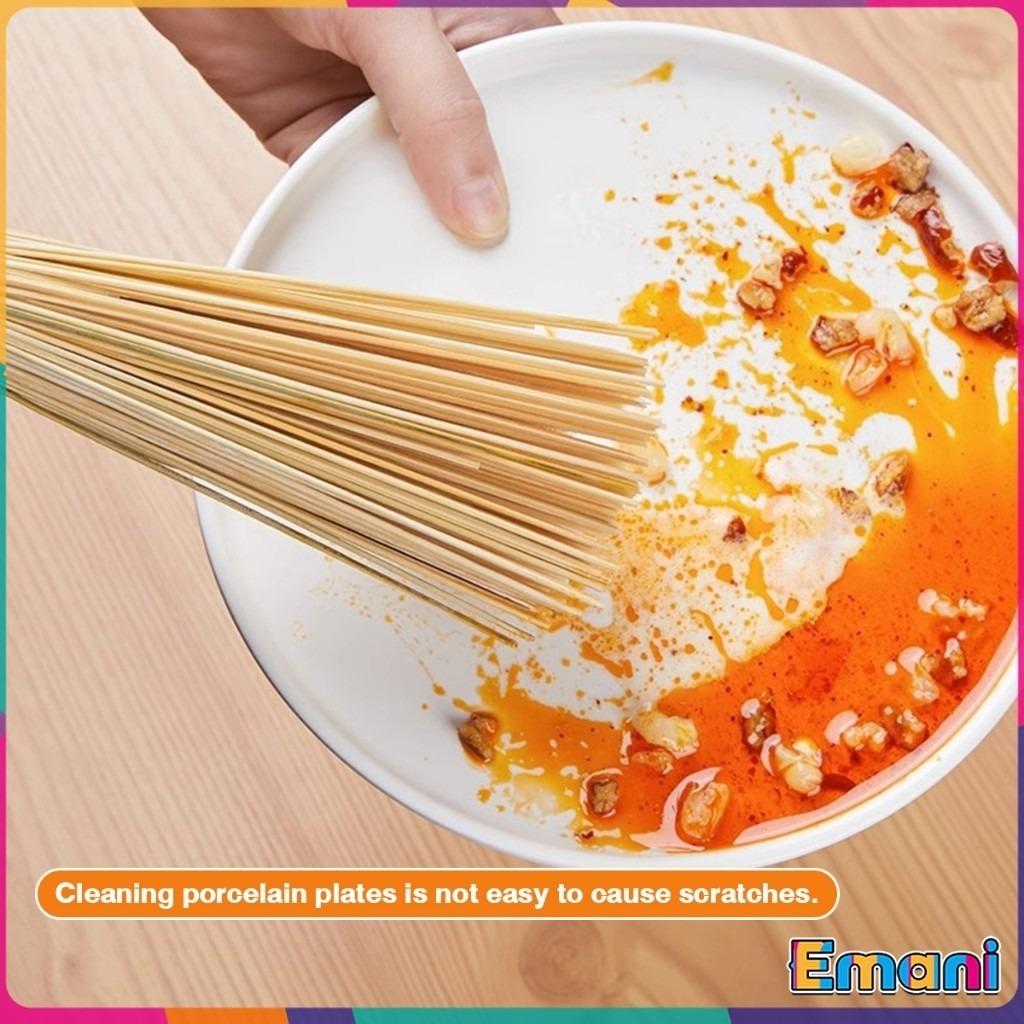 5 piezas 7 pulgadas de longitud Cepillo para Wok Batidor Limpiador Cepillos de Bambú Tradicionales para Wok Herramientas de Cocina