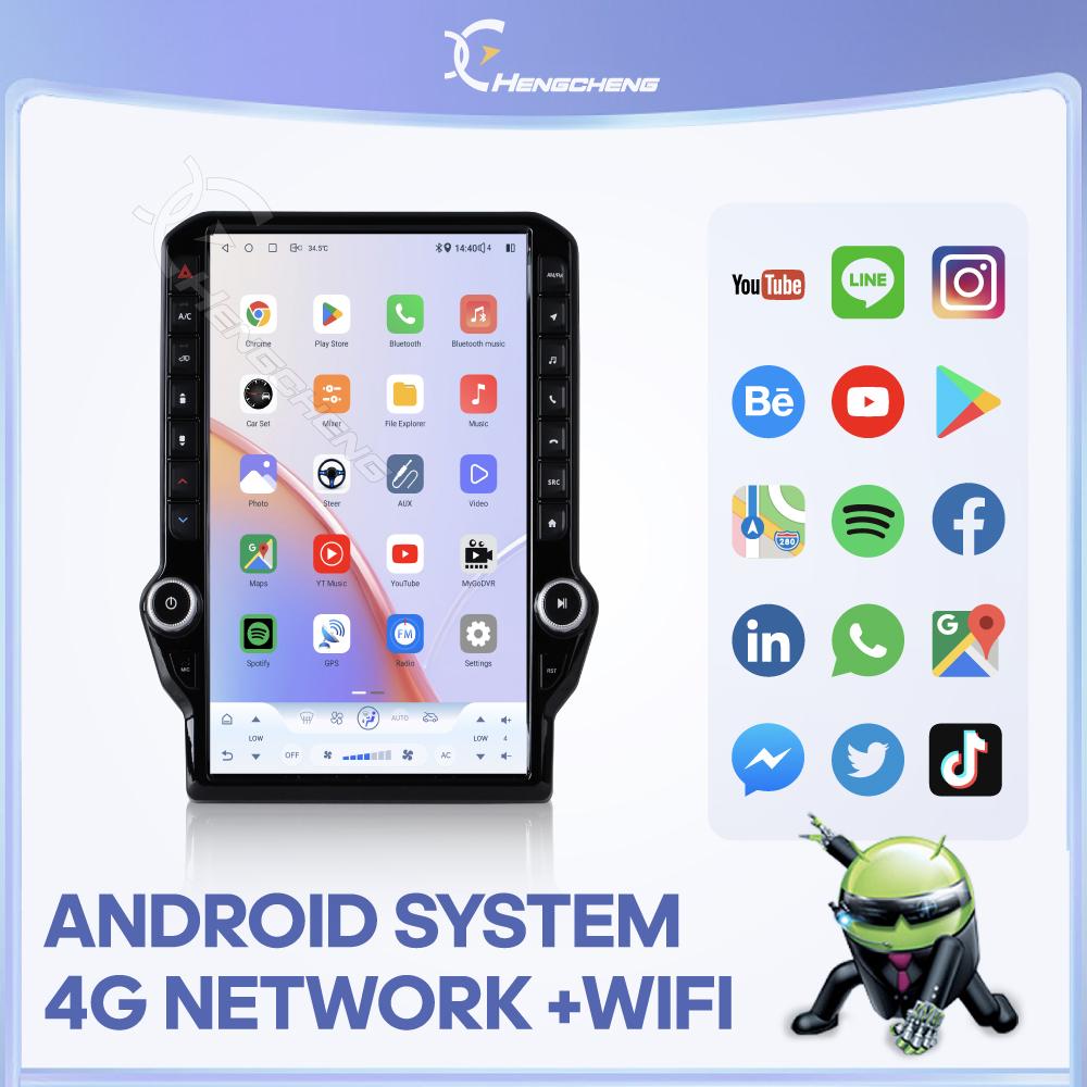 14.5inch Android13 Car Multimedia Video Player For Dodge Ram Pickup 1500 2013 - 2018 GPS Navigation Radio Carplay 4G wifi 360