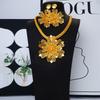 Gold Plated Jewelry Hollow Flower Necklace Earrings Set Ladies Fashion Wedding Party Jewelry Accessories