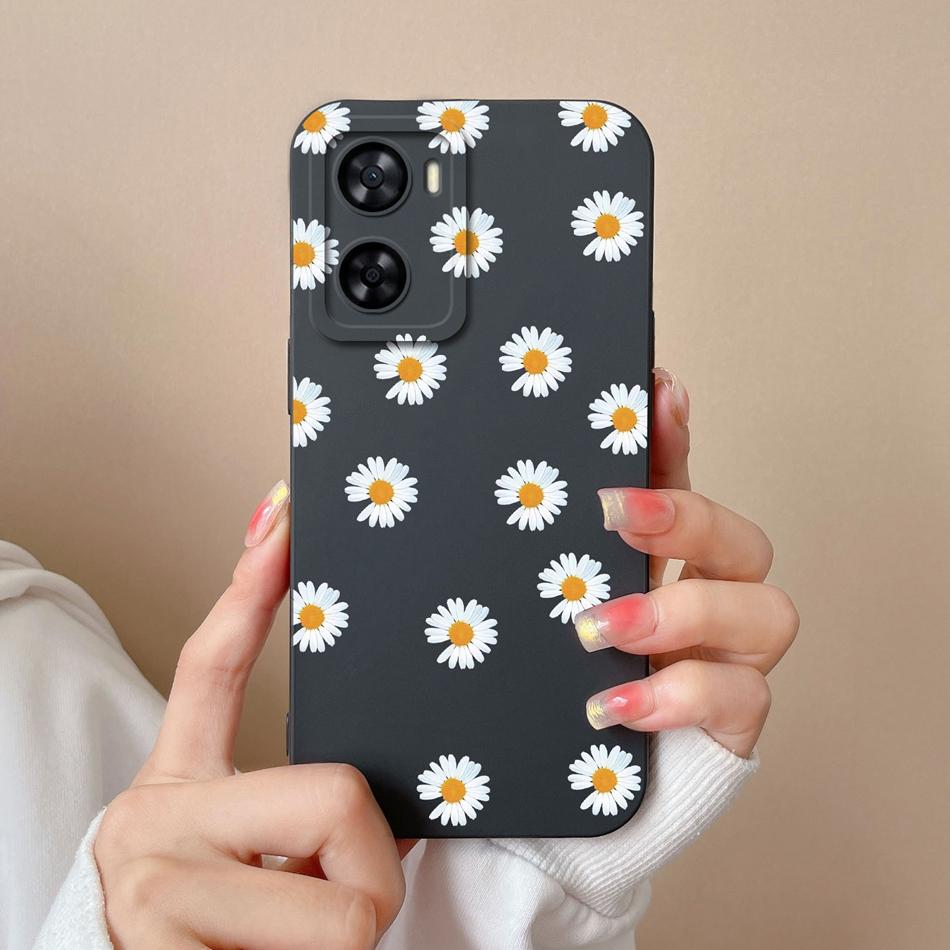 

For Oppo A57 A57S A57E Case Floral Print Cover For Oppo A 57 Phone Bumper Original Liquid Silicone Soft Fundas Camera Protector Oppo A57 (4G)