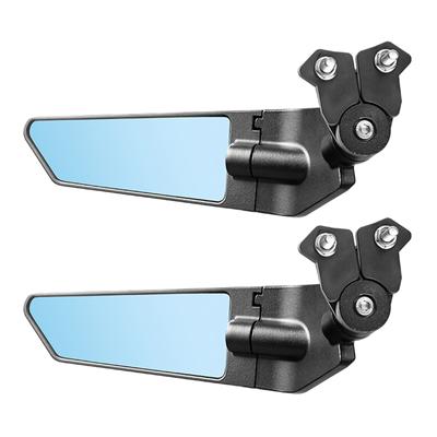 2 stücke Motorrad Flügel Spiegel für Racing Motorräder 180 Grad Spiegel Einstellbar Gebogene Streamline