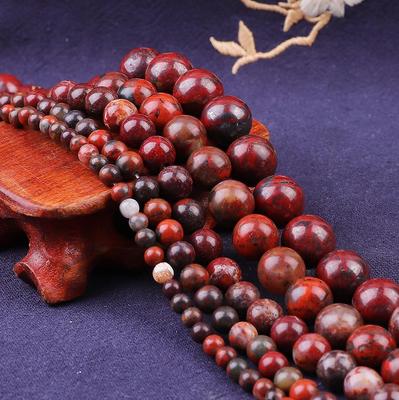 Red Marble Stone Round Beads, 4-12mm Natural Loose Beads for Jewelry Making DIY
