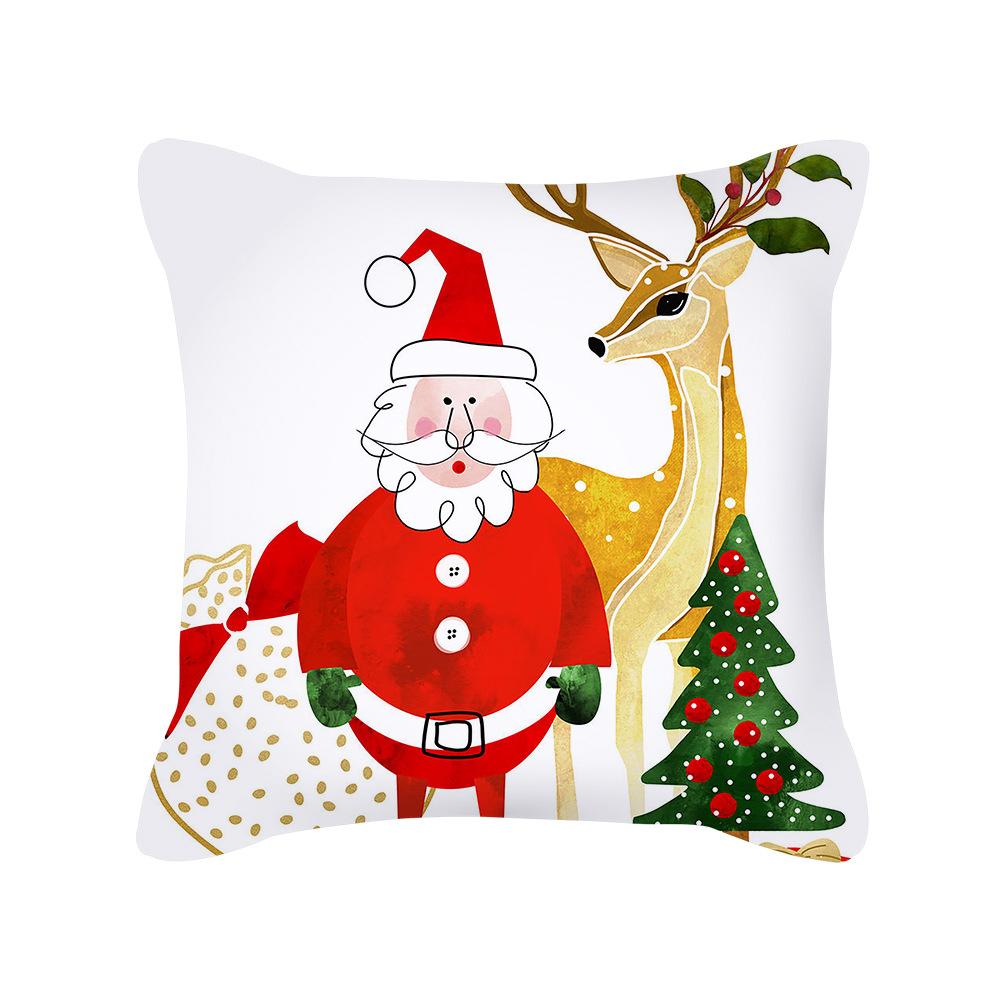 Merry Christmas Decorative Print Pattern Cushion Cover Home Living Room Sofa Decoration Square Polyester Pillow Pillow Cover