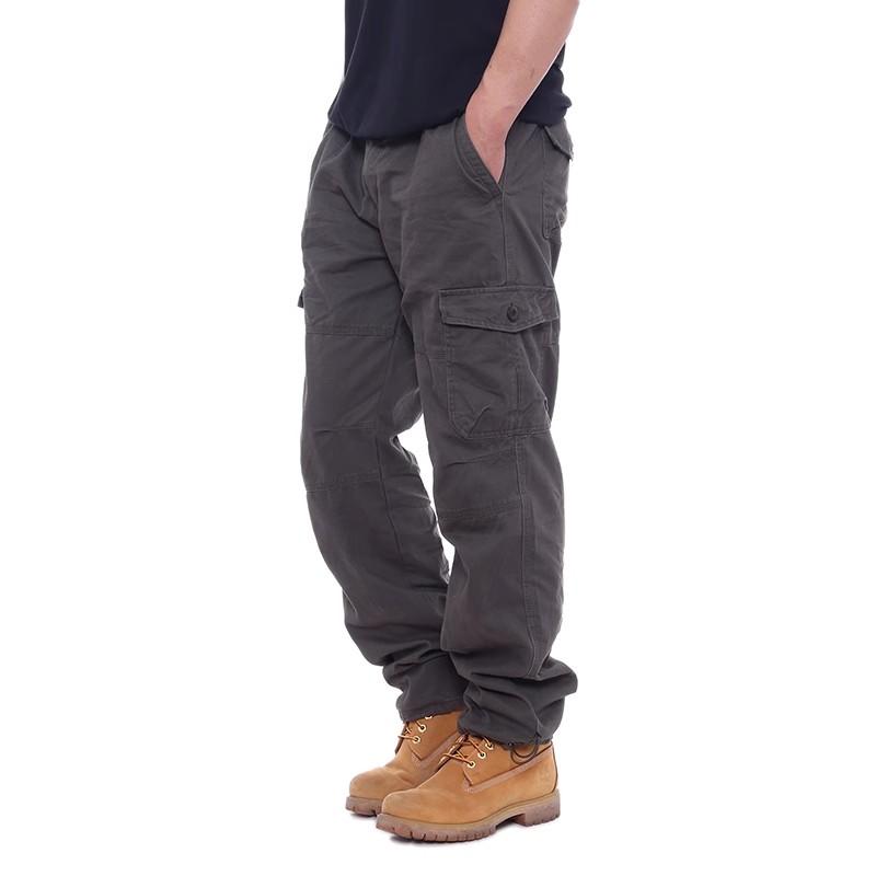 Men's Casual Elastic Waist Plus Size Pants Multi-Pocket Loose Trousers