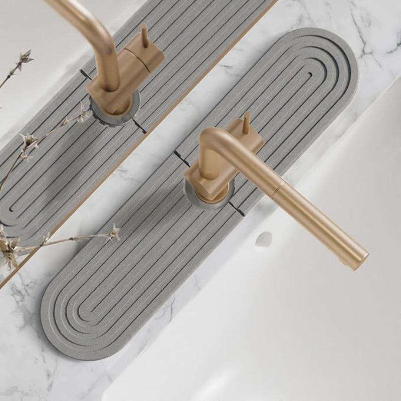 Diatomite Water Absorbent Fast-Drying Hard Mat for Kitchen Bathroom Sink Faucet Countertop