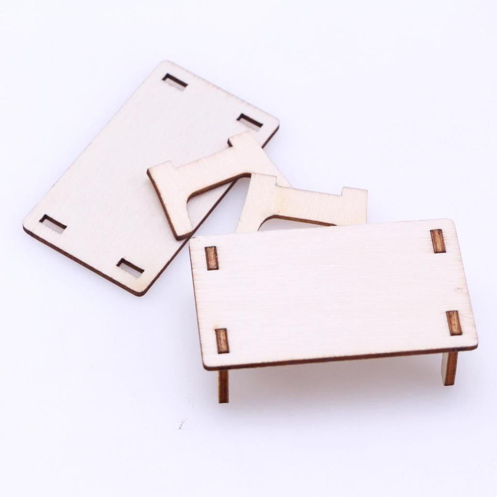 Mini Wooden Dollhouse Jigsaw Table Blythe Doll Scene Prop Accessories
