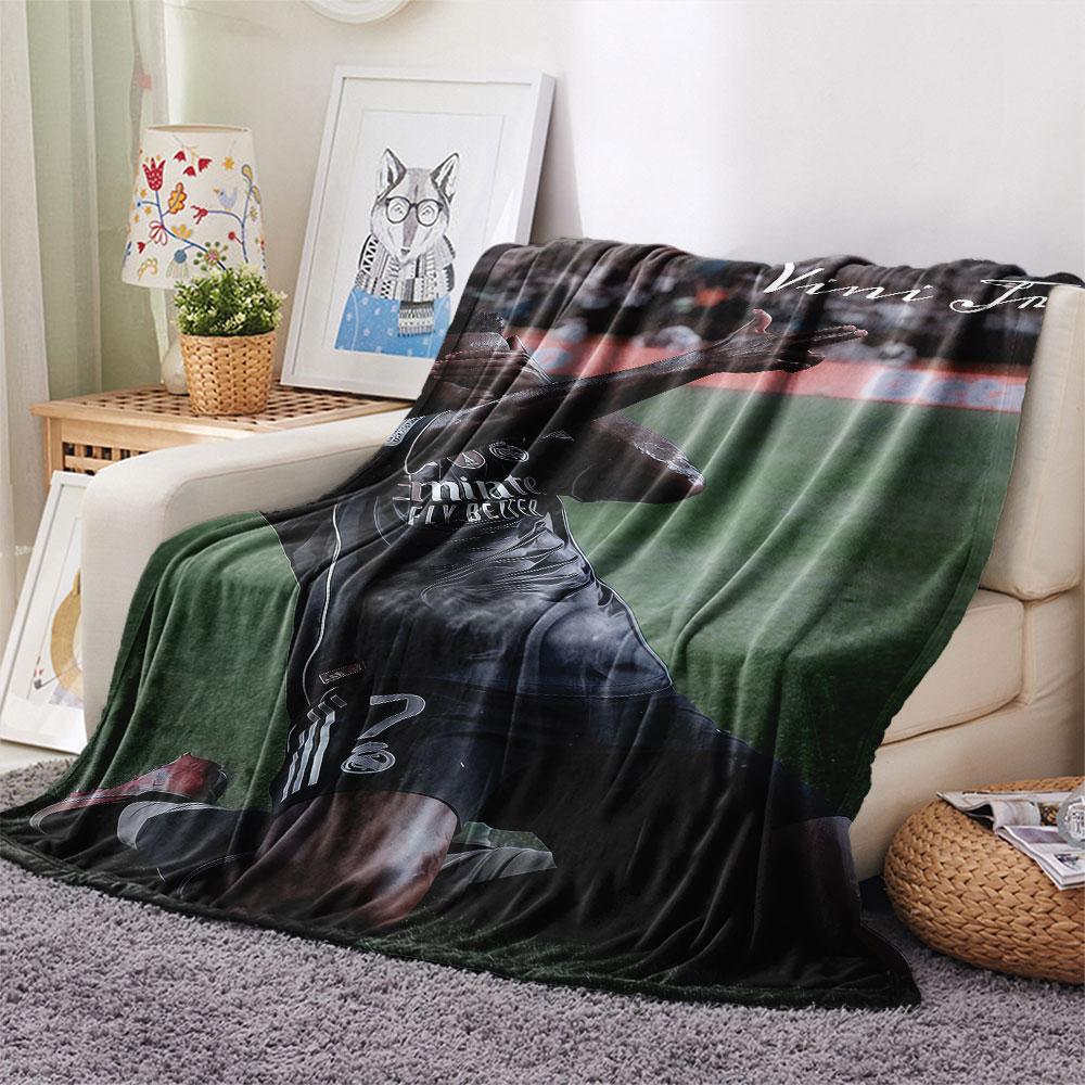 Vinícius Júnior Printed Flannel Blanket, Soft Throw for Bedroom Sofa, Washable, Fan Merchandise, Great Gift.